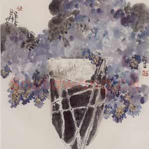 2004年 赵梅生《紫气盈门》国画花鸟写意作品图片鉴赏