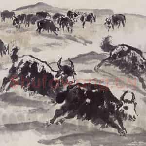 1962年 赵望云《祁连山写生》国画花鸟作品图片鉴赏