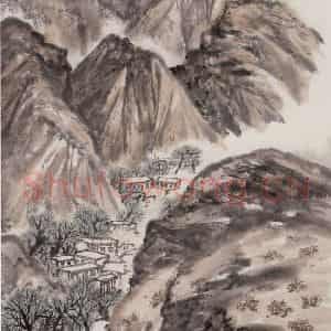 1962年 赵望云《塞外山村》国画人物作品图片鉴赏