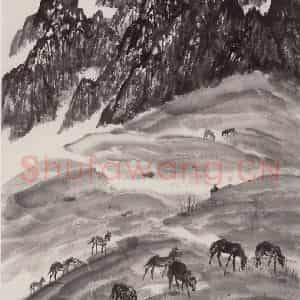 1962年 赵望云《乌稍岭牧马》国画人物作品图片鉴赏