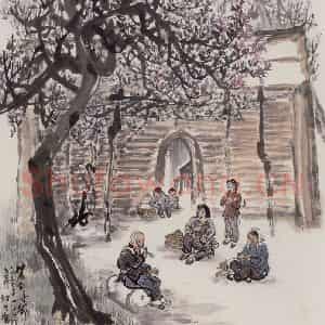 1963年 赵望云《农闲时节》国画人物作品图片鉴赏
