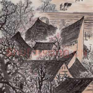 1963年 赵望云《关中农舍》国画山水作品图片鉴赏