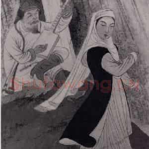 1943年 赵望云《哈萨克舞》国画人物作品图片鉴赏