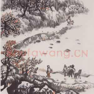 1973年 赵望云《初冬小雪》国画山水作品图片鉴赏