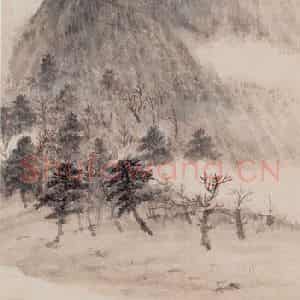 1947年 赵望云《卅六年秋月》国画山水作品图片鉴赏