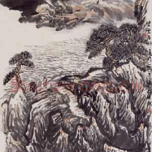 1973年 赵望云《平湖秋月》国画山水作品图片鉴赏