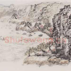 1975年 赵望云《新桃花源诗句》国画山水作品图片鉴赏
