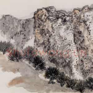 1975年 赵望云《麦积山之雄姿》国画山水作品图片鉴赏