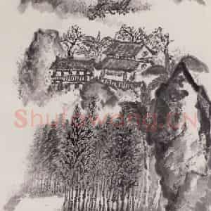 1976年 赵望云《蜀山农舍》国画山水作品图片鉴赏