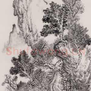 1976年 赵望云《崖树临壑》国画山水作品图片鉴赏