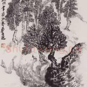 1976年 赵望云《山色水声》国画山水作品图片鉴赏