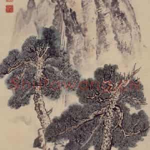 1976年 赵望云《双松并茂》国画山水作品图片鉴赏