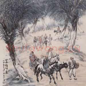 1955年 赵望云《集场归来》国画人物作品图片鉴赏