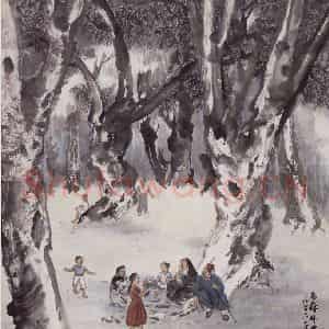 1956年 赵望云《在森林中》国画人物作品图片鉴赏