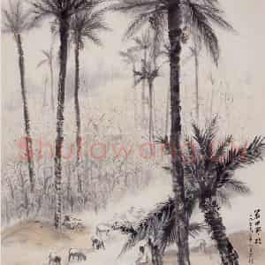 1956年 赵望云《农田野牧》国画山水作品图片鉴赏