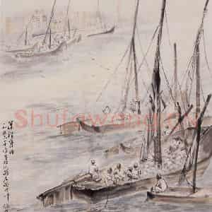 1956年 赵望云《远船停泊》国画作品图片鉴赏