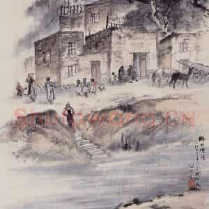 1956年 赵望云《乡村街头》国画人物作品图片鉴赏