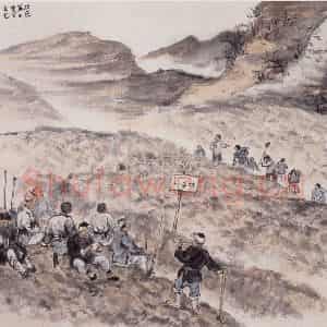 1958年 赵望云《改造荒山 学习文化》国画人物作品图片鉴赏