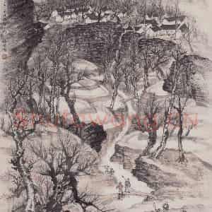 1958年 赵望云《熊山山庄》国画山水作品图片鉴赏