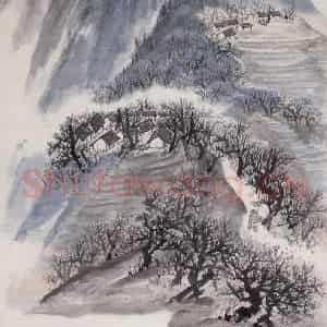1958年 赵望云《巴山春耕》国画山水作品图片鉴赏