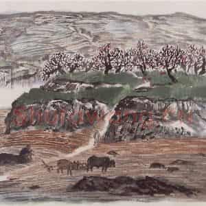 1958年 赵望云《渭北之春》国画山水作品图片鉴赏