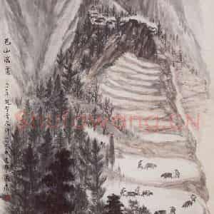 1958年 赵望云《巴山深处》国画山水作品图片鉴赏