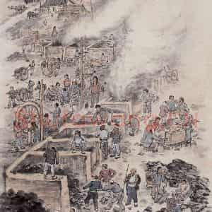 1958年 赵望云《炼钢图》国画山水作品图片鉴赏