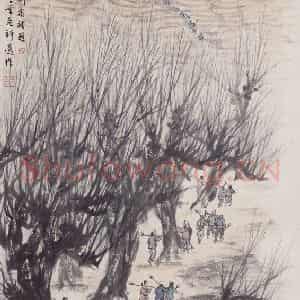 1959年 赵望云《风展红旗如画》国画山水作品图片鉴赏