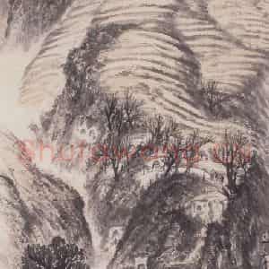 1959年 赵望云《陕北秋收写景》国画山水作品图片鉴赏