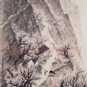 1959年 赵望云《禹山渡口》国画山水作品图片鉴赏