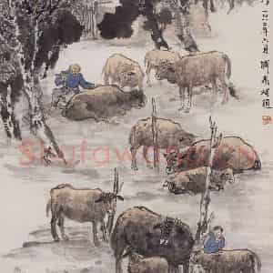 1959年 赵望云《小憩》国画人物作品图片鉴赏