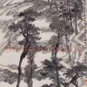 1959年 赵望云《板桥湾即景》国画山水作品图片鉴赏