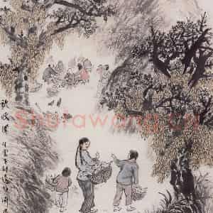 1959年 赵望云《秋收图》国画人物作品图片鉴赏