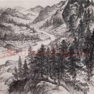 1959年 赵望云《陕南山区写景》国画山水作品图片鉴赏