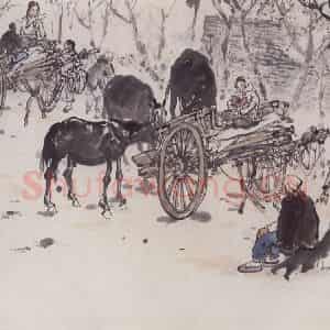 1959年 赵望云《集场一角》国画人物作品图片鉴赏