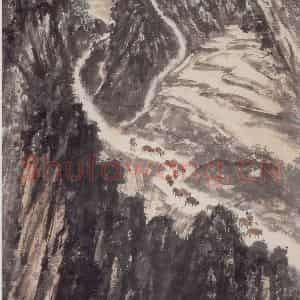 1960年 赵望云《渭北山庄》国画山水作品图片鉴赏