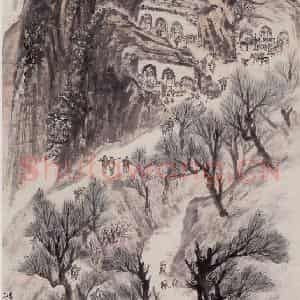 1960年 赵望云《春日山村》国画山水作品图片鉴赏