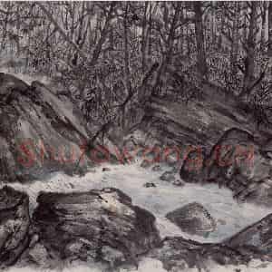 1961年 赵望云《林区写景》国画山水作品图片鉴赏
