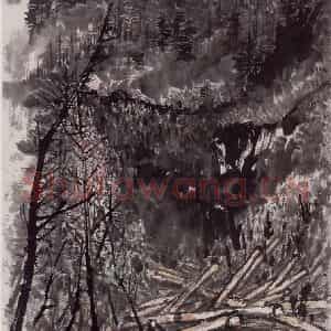 1961年 赵望云《林区写景》国画山水作品图片鉴赏