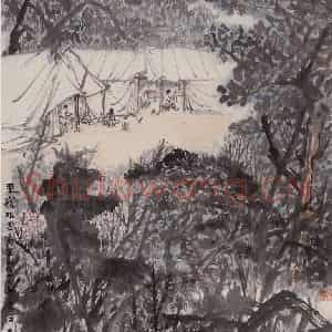 1961年 赵望云《秦岭林区写生》国画山水作品图片鉴赏