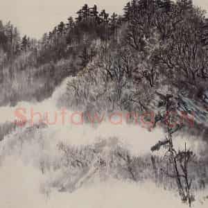 1961年 赵望云《火地塘山林速写》国画山水作品图片鉴赏