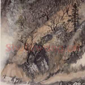 1960年 赵望云《林区写景》国画山水作品图片鉴赏