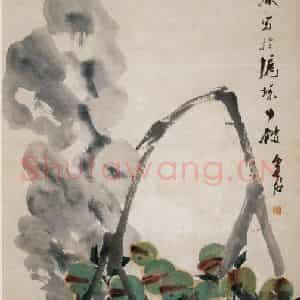 清代 虚谷《桃实图轴》国画花鸟作品图片鉴赏