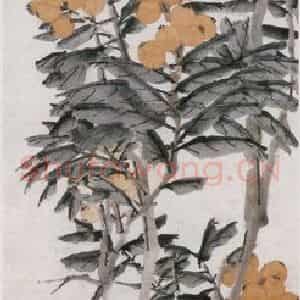 清代 虚谷《果木屏·枇杷图轴》国画花鸟作品图片鉴赏