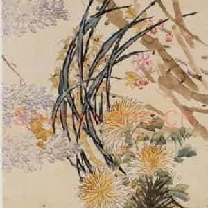 清代 虚谷《花卉卷》国画花鸟作品图片鉴赏