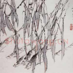 清代 虚谷《杂画册·柳叶穿梭》国画花鸟作品图片鉴赏
