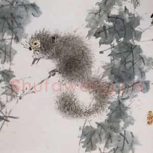 清代 虚谷《杂画册·松鼠觅食》国画花鸟作品图片鉴赏