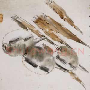 清代 虚谷《杂画册·鲜笋肥豚》国画花鸟作品图片鉴赏