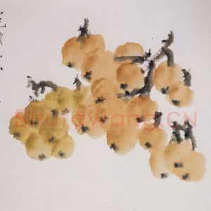 清代 虚谷《杂画册·盈枝枇杷》国画花鸟作品图片鉴赏