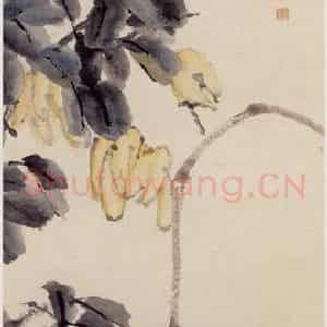 清代 虚谷《佛手枇杷图轴》国画花鸟作品图片鉴赏